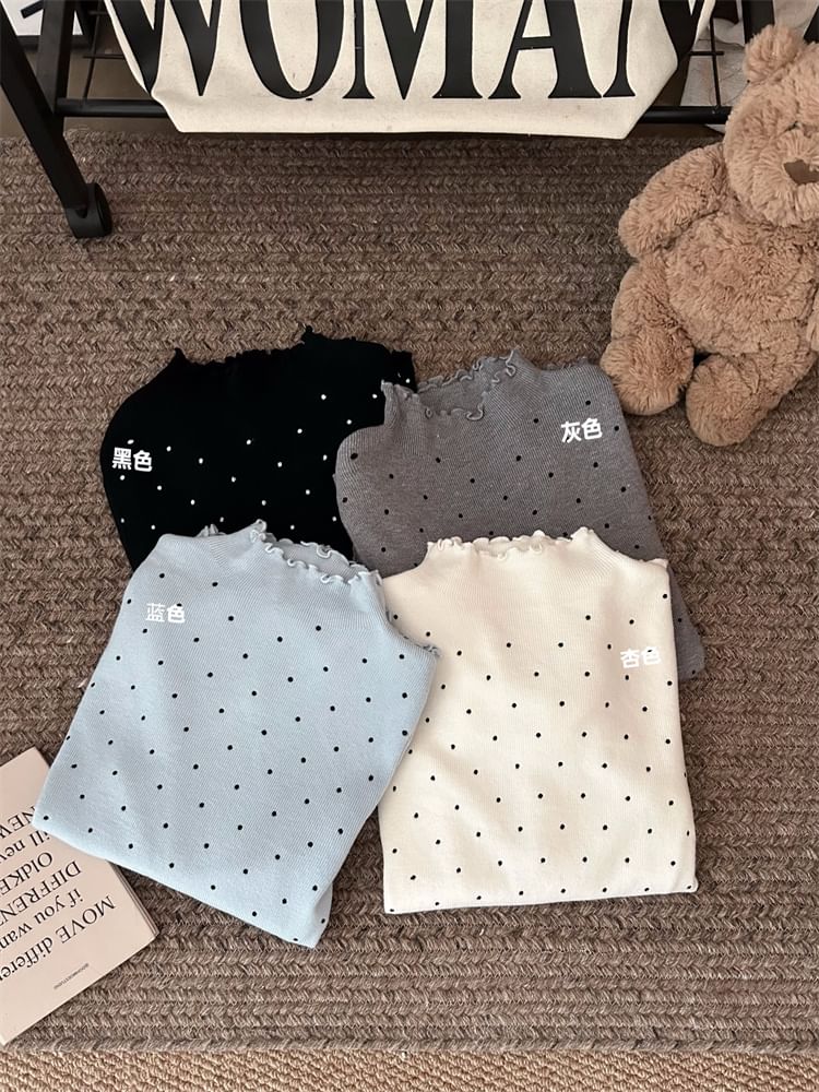 Dotted Mock Neck Long Sleeve Knit
