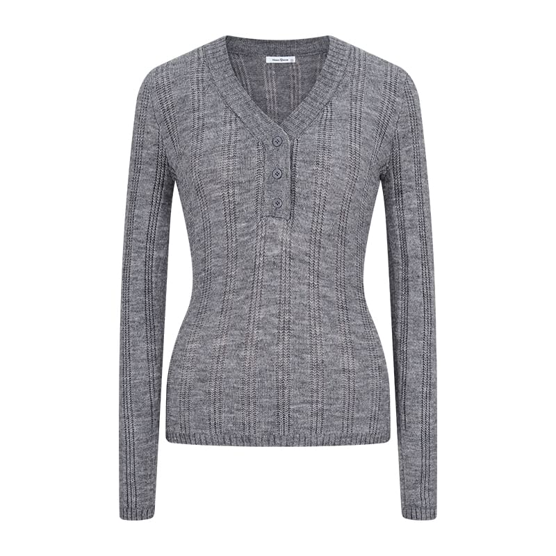 Button Front V-Neck Sweater