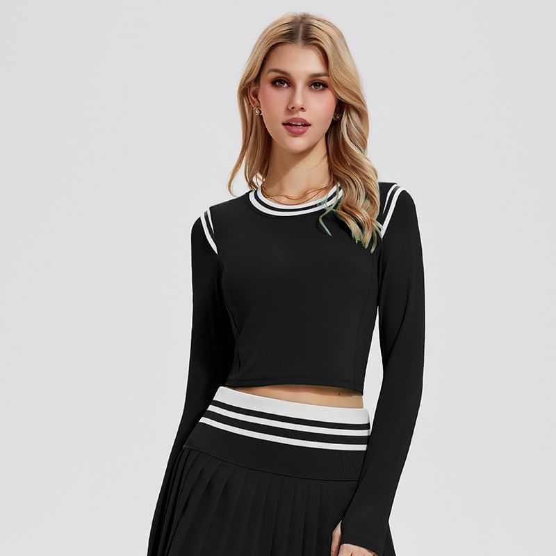 Contrast Trim Crop Sports Top