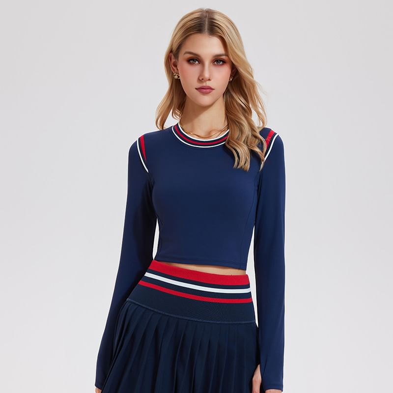 Contrast Trim Crop Sports Top