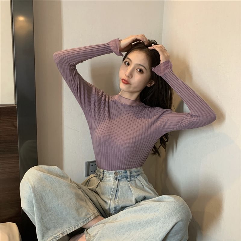 Sheer Long Sleeve Blouse