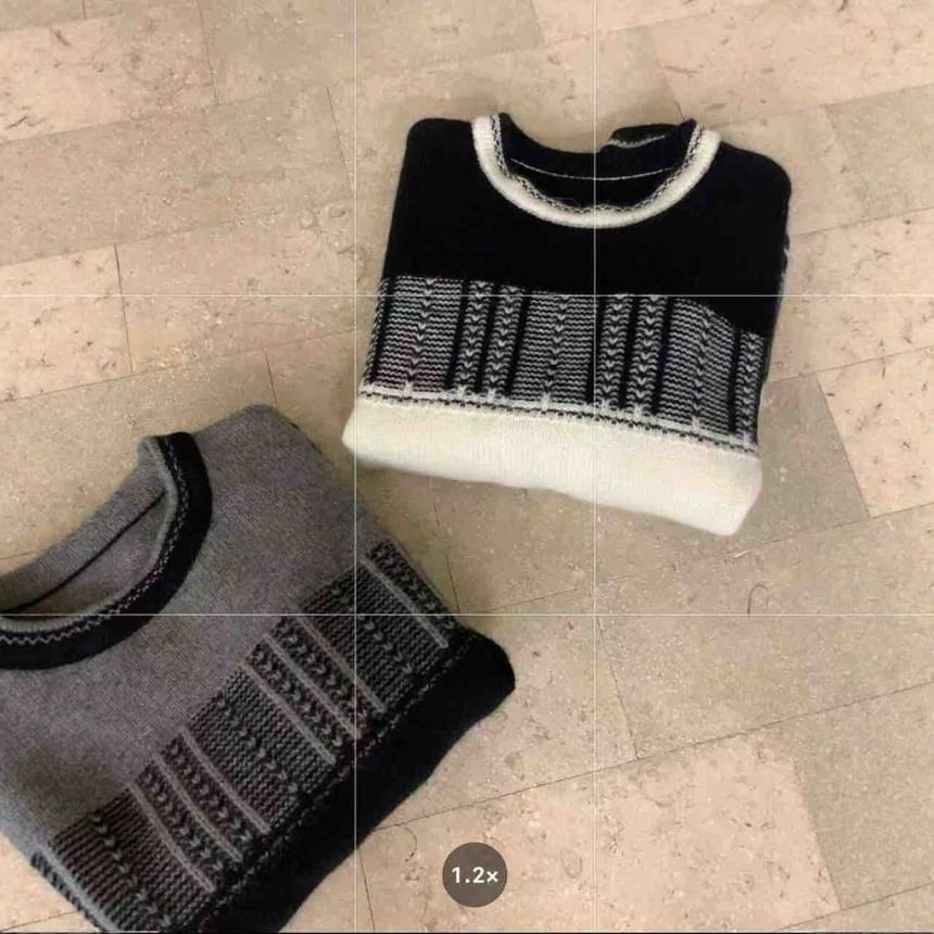 Striped Crew Neck Knit Sweater