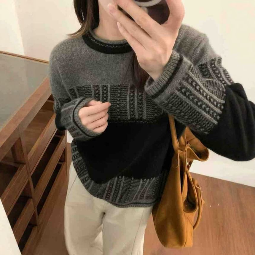 Striped Crew Neck Knit Sweater