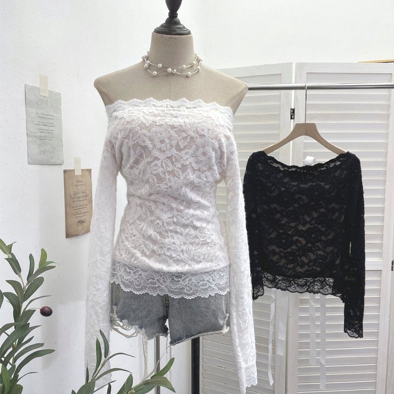 Cutout Tie Back Lace Slim Top
