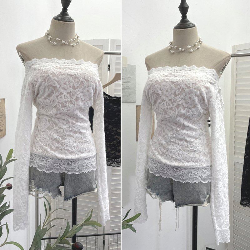 Cutout Tie Back Lace Slim Top