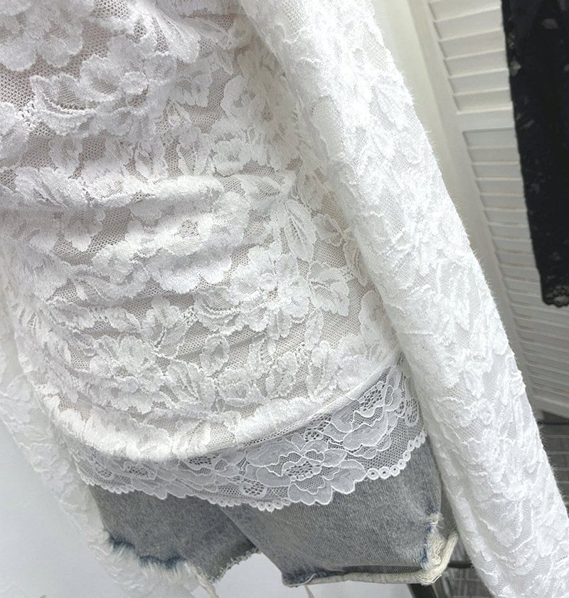 Cutout Tie Back Lace Slim Top