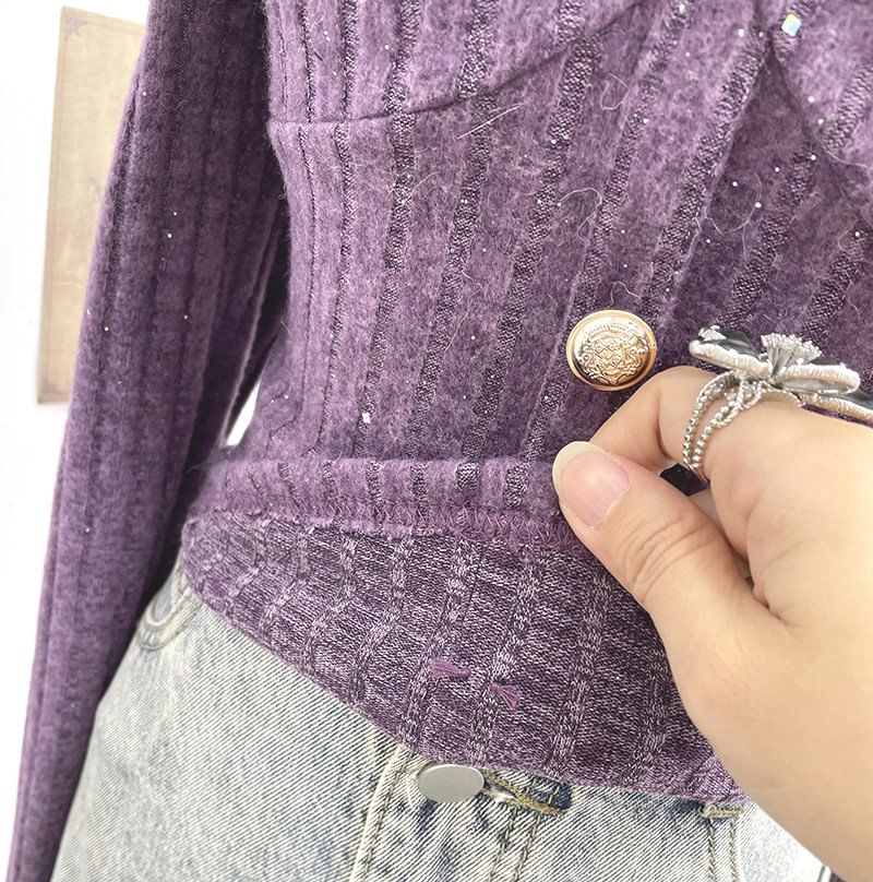 Glitter Halter Off-Shoulder Crop Top