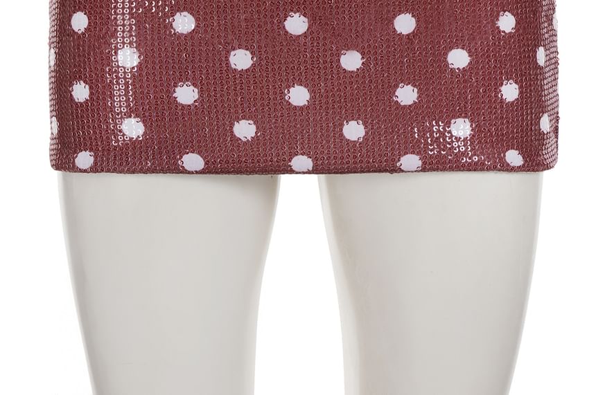 Dotted Sequin Mini Pencil Skirt Mid Rise