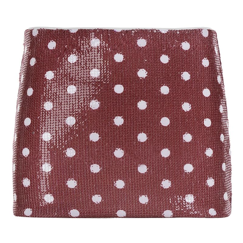 Dotted Sequin Mini Pencil Skirt Mid Rise