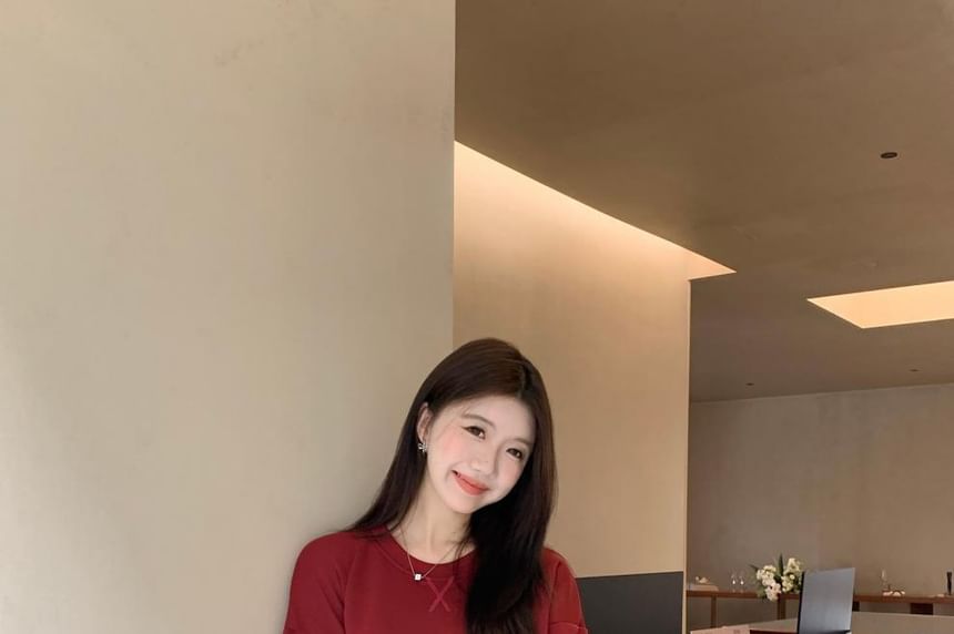 Crewneck Pullover with Mini Skirt Set