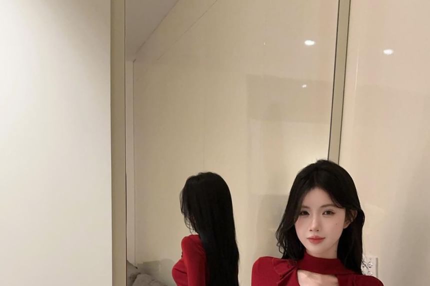 Ruffled Crop Top with Long Sleeves