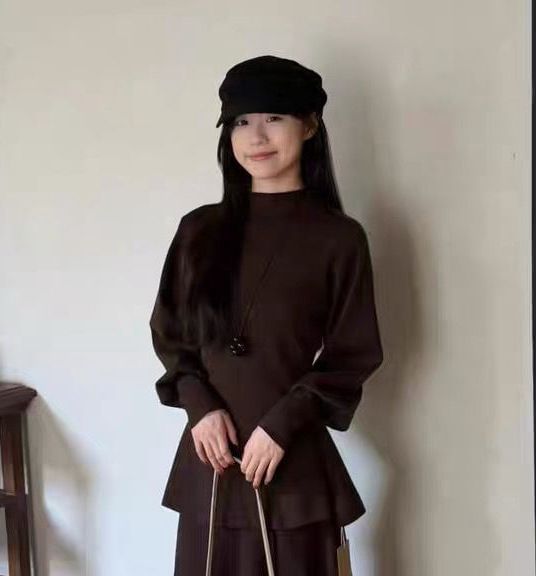 Mock Neck Knit Top Long Sleeve