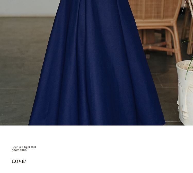 Mock Two-Piece Long-Sleeve Striped Maxi A-Line Dress