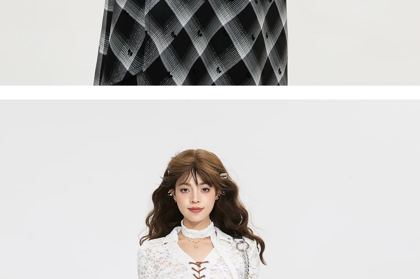 Lace-Up Crop Top with Long Sleeves