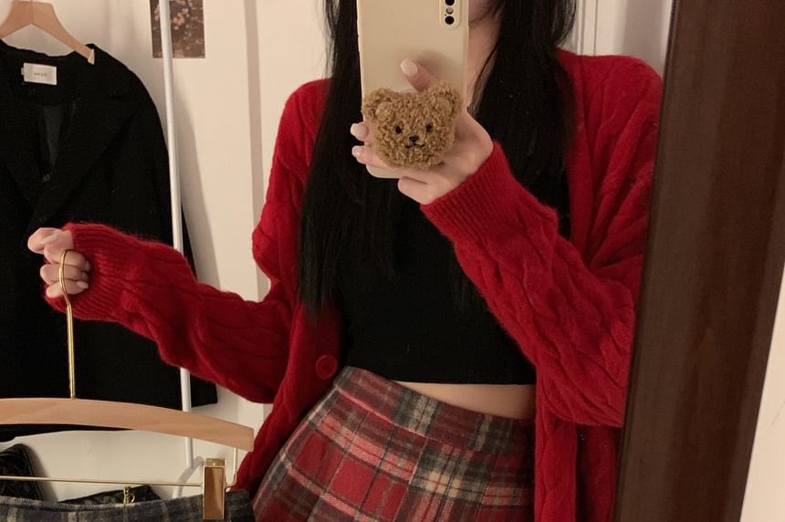 Pleated Plaid Mini A-Line Skirt High Waist