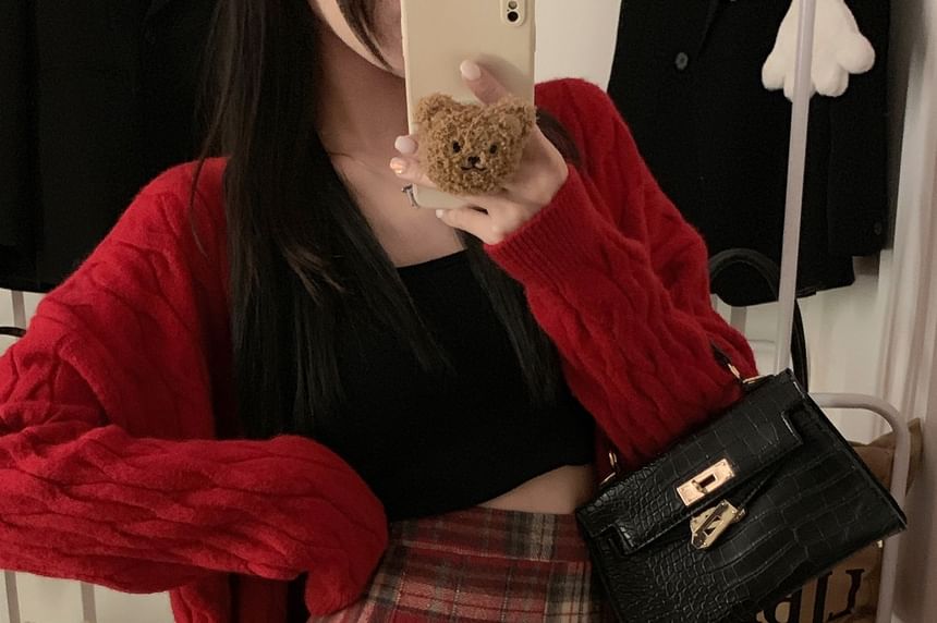 Pleated Plaid Mini A-Line Skirt High Waist