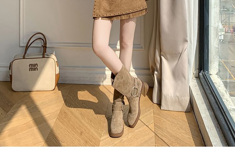 Studded Fringed Faux Suede Mini A-Line Skirt