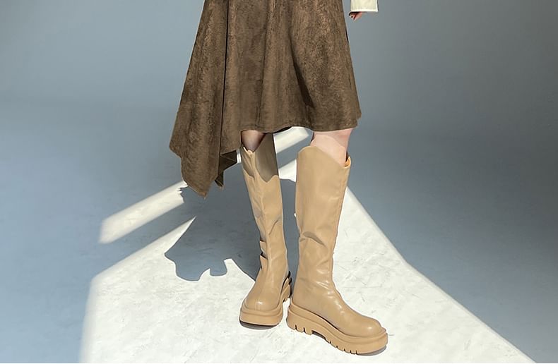 Asymmetrical Faux Suede A-Line Skirt High Rise