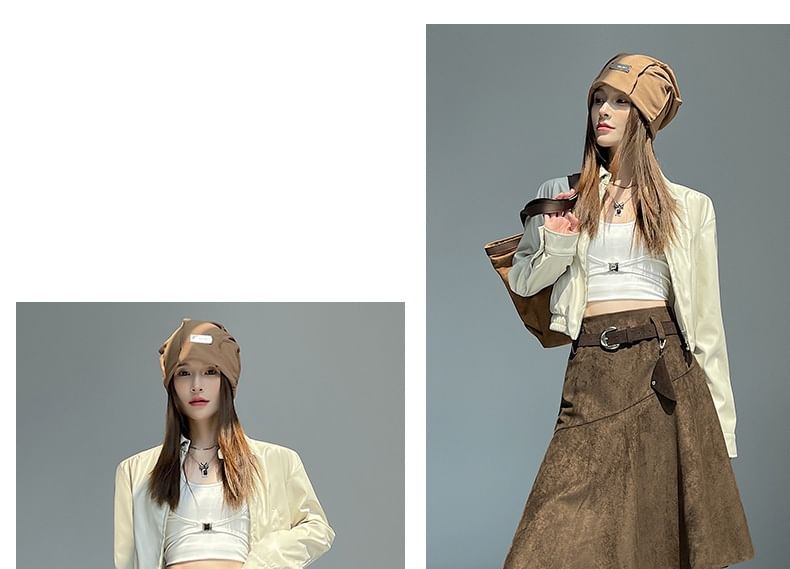 Asymmetrical Faux Suede A-Line Skirt High Rise