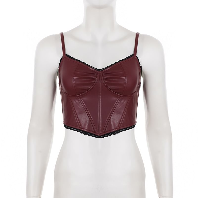 Asymmetrical Cropped Camisole with Lace Trim