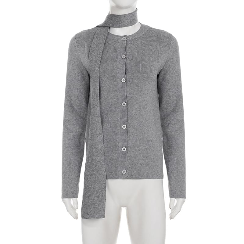 Crew Neck Plain Cardigan