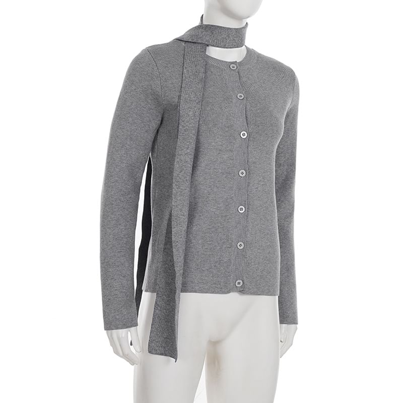 Crew Neck Plain Cardigan