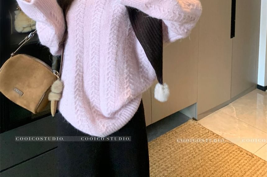 Crewneck Sweater with Maxi Skirt and Shawl Set