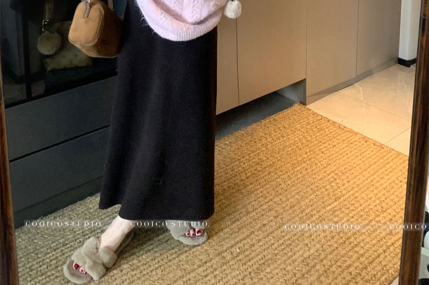 Crewneck Sweater with Maxi Skirt and Shawl Set