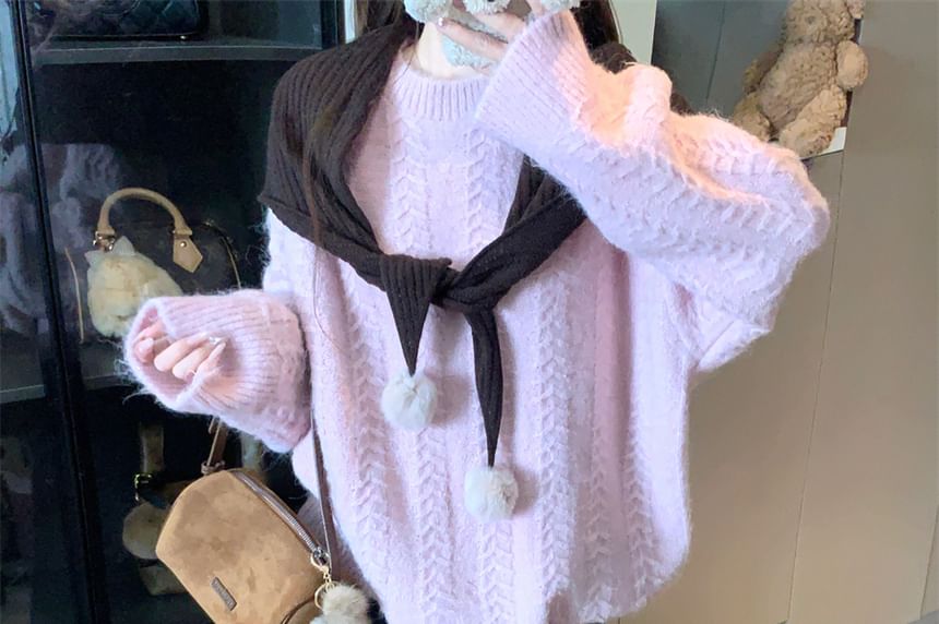 Crewneck Sweater with Maxi Skirt and Shawl Set