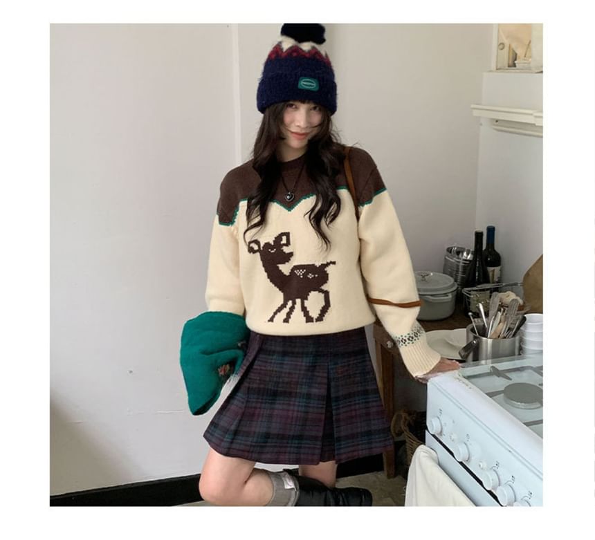 High-Rise Plaid Pleated Mini A-Line Skirt