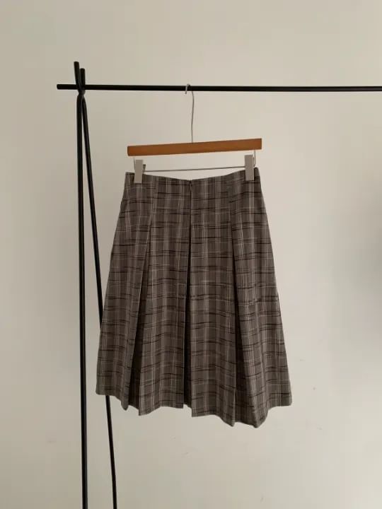 High-Waist Plaid Pleated Midi A-Line Skirt