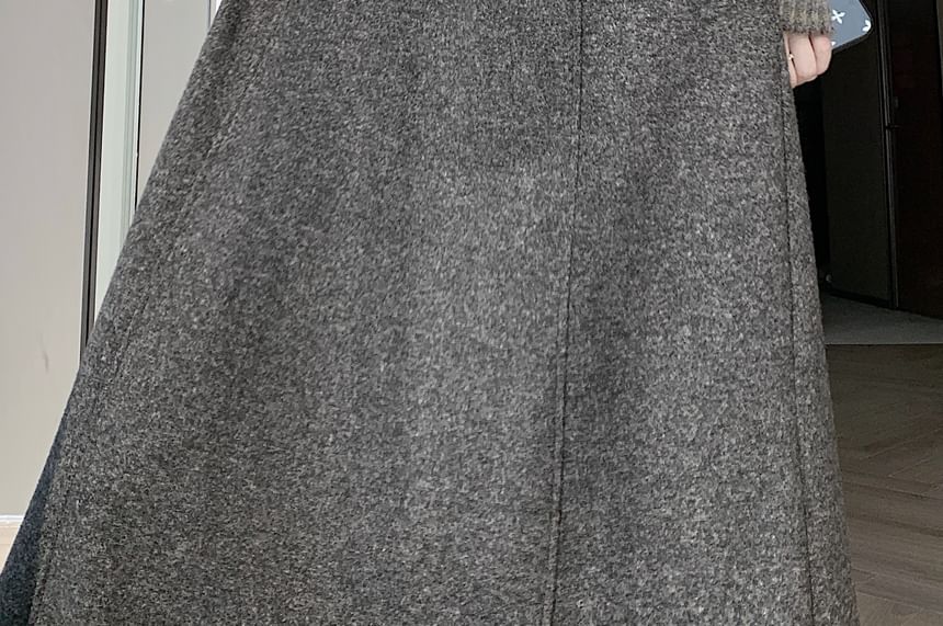 Ruffled Midi A-Line Skirt High Waist
