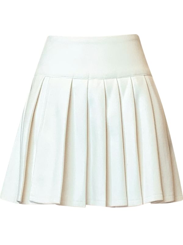 Pleated Mini A-Line Skirt High Waist
