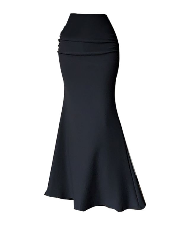 Maxi Mermaid Skirt High Waist Plain