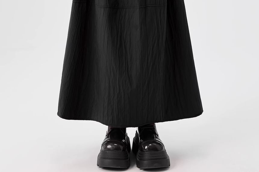 Quilted Maxi A-Line Skirt High Waist