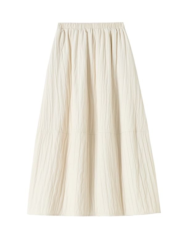 Quilted Maxi A-Line Skirt High Waist