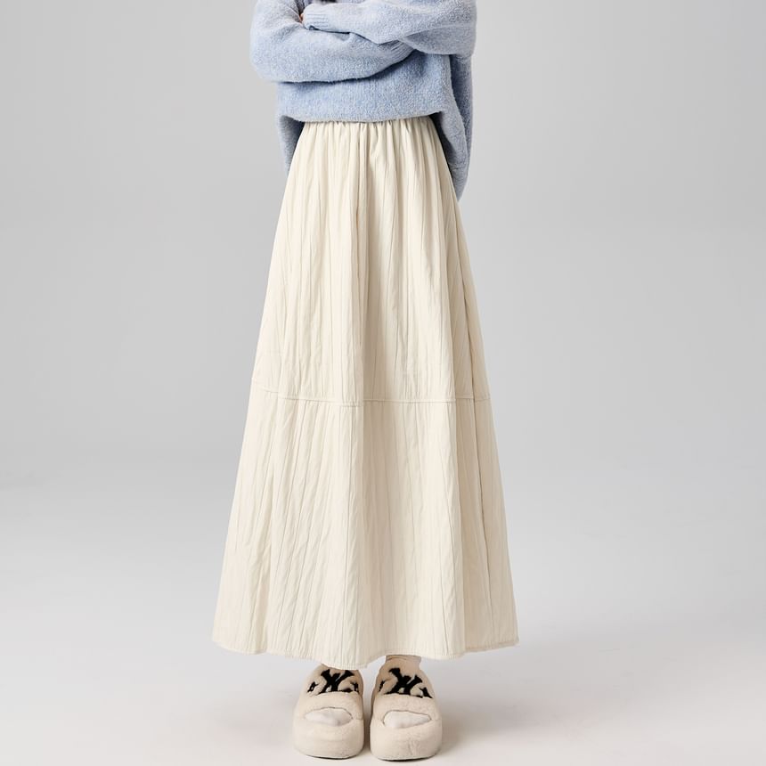 Quilted Maxi A-Line Skirt High Waist