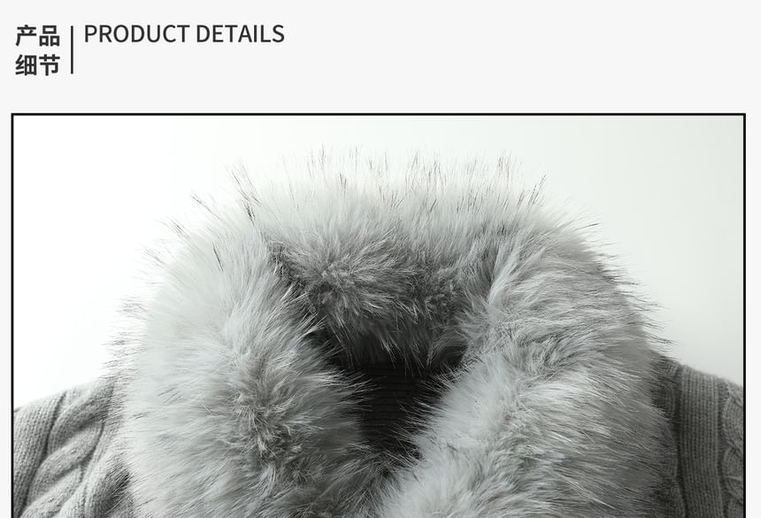 Faux Fur-Trim Dolman-Sleeve Knit Cardigan