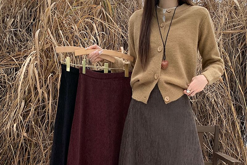 Maxi A-Line Skirt High Waist Plain