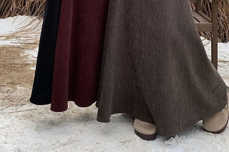 Maxi A-Line Skirt High Waist Plain