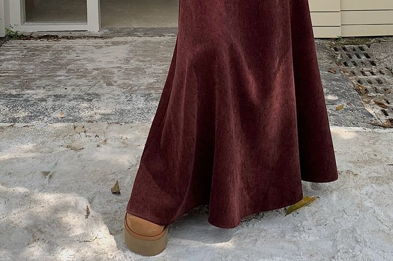 Maxi A-Line Skirt High Waist Plain