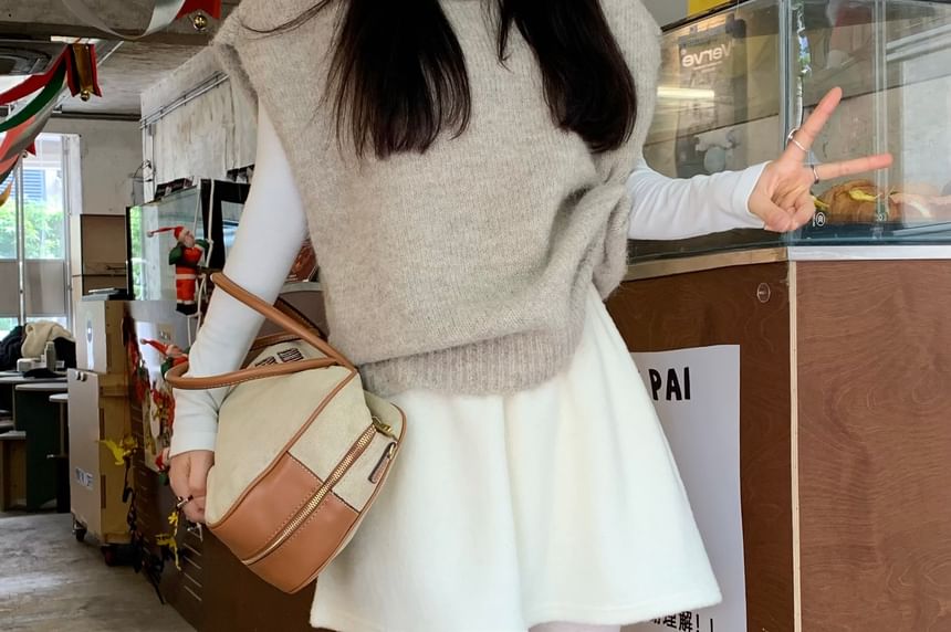 Mini A-Line Skirt High Waist Plain