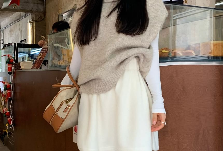 Mini A-Line Skirt High Waist Plain