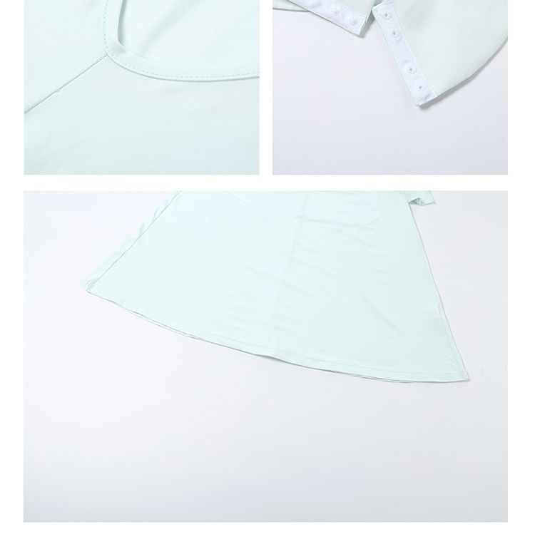 Long-Sleeve Mock Neck Plain Maxi Sheath Dress