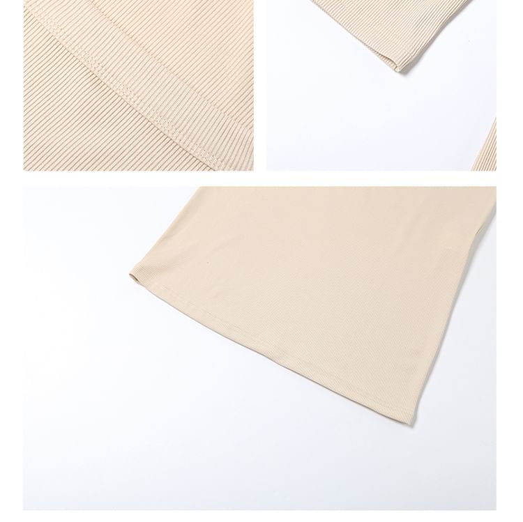 Long-Sleeve Square Neck Plain Maxi Sheath Dress
