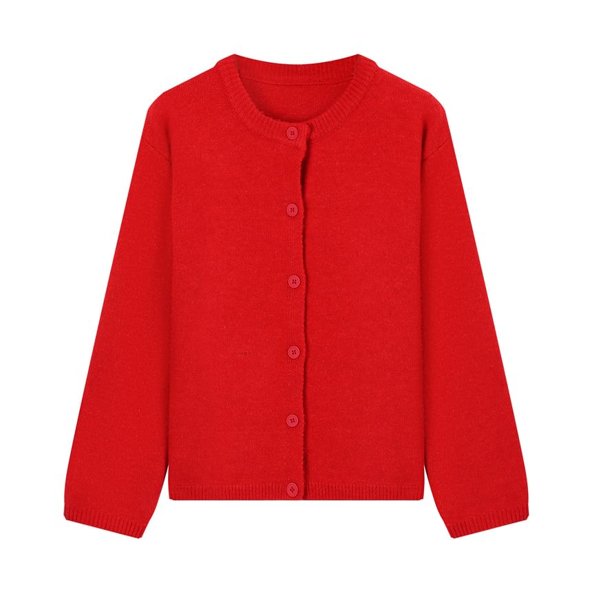 Round Neck Plain Button Up Cardigan / Long-Sleeve V-Neck Dotted Twisted Top / Lace Bra Top