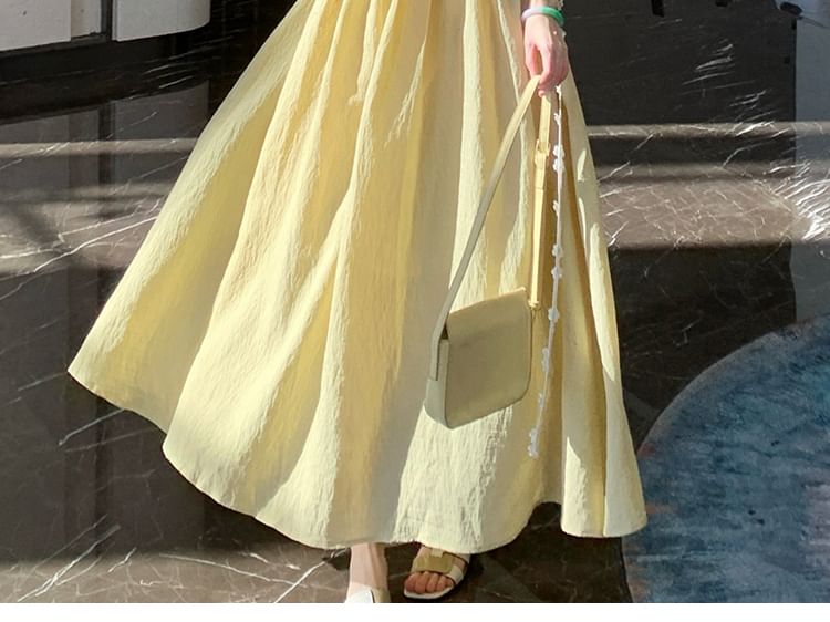 Spaghetti Strap Twist Front Cutout Maxi A-Line Dress