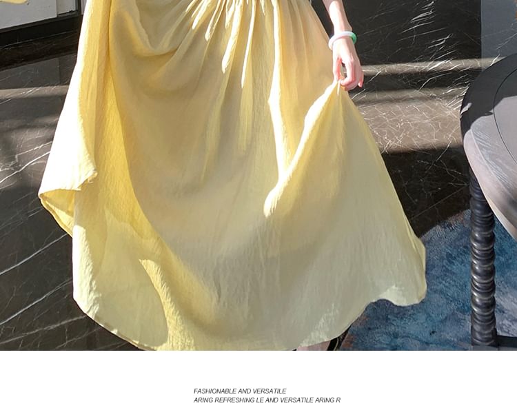 Spaghetti Strap Twist Front Cutout Maxi A-Line Dress