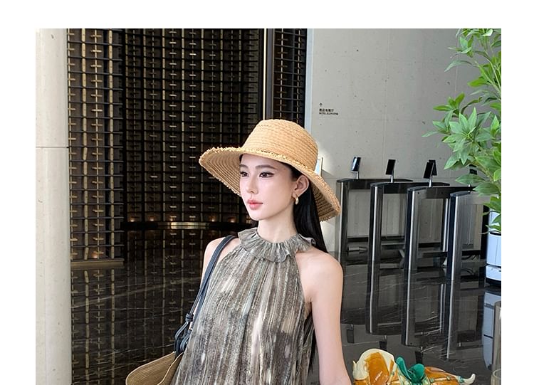 Long-Sleeve Round Neck Striped Maxi A-Line Dress