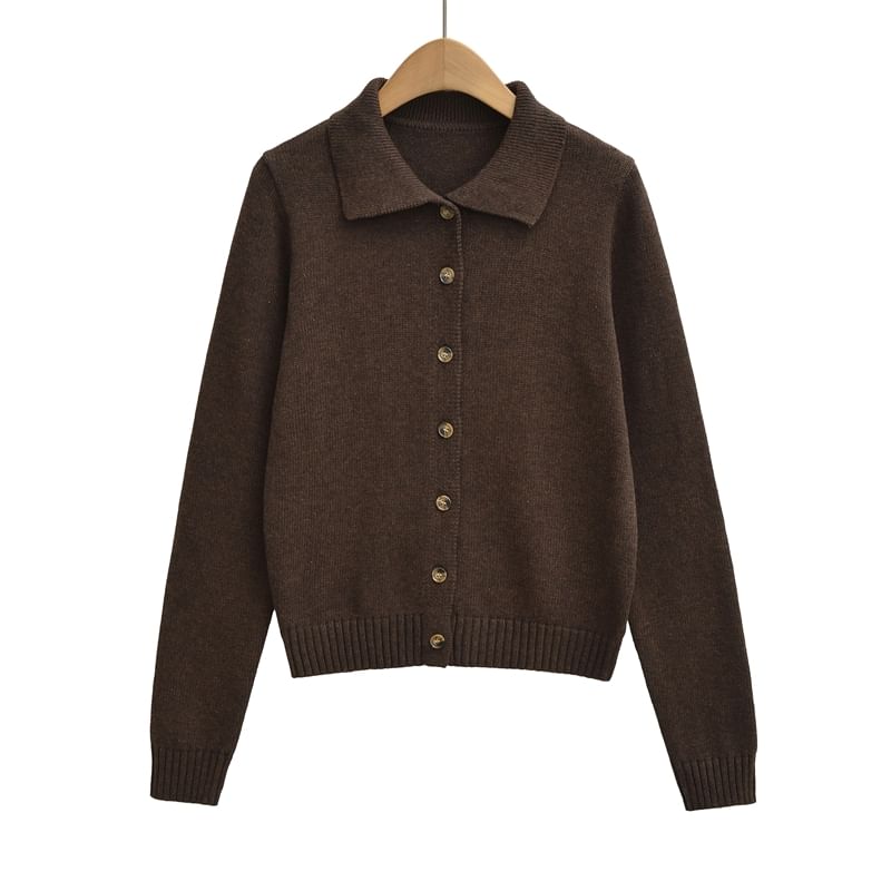 Collared Plain Cardigan